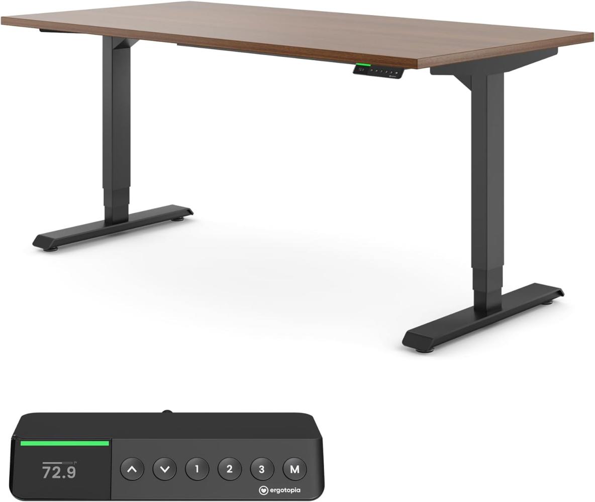 Desktopia Pro X - Elektrisch höhenverstellbarer Schreibtisch / Ergonomischer Tisch mit Memory-Funktion, Nussbaum, Gestell Schwarz, 120x80 cm Bild 1