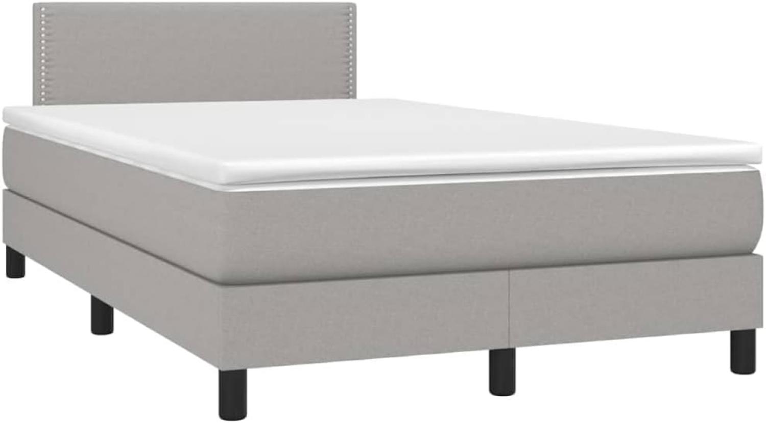 vidaXL Boxspringbett mit Matratze Hellgrau 120x200 cm Stoff, Härtegrad: H2 [3139961] Bild 1