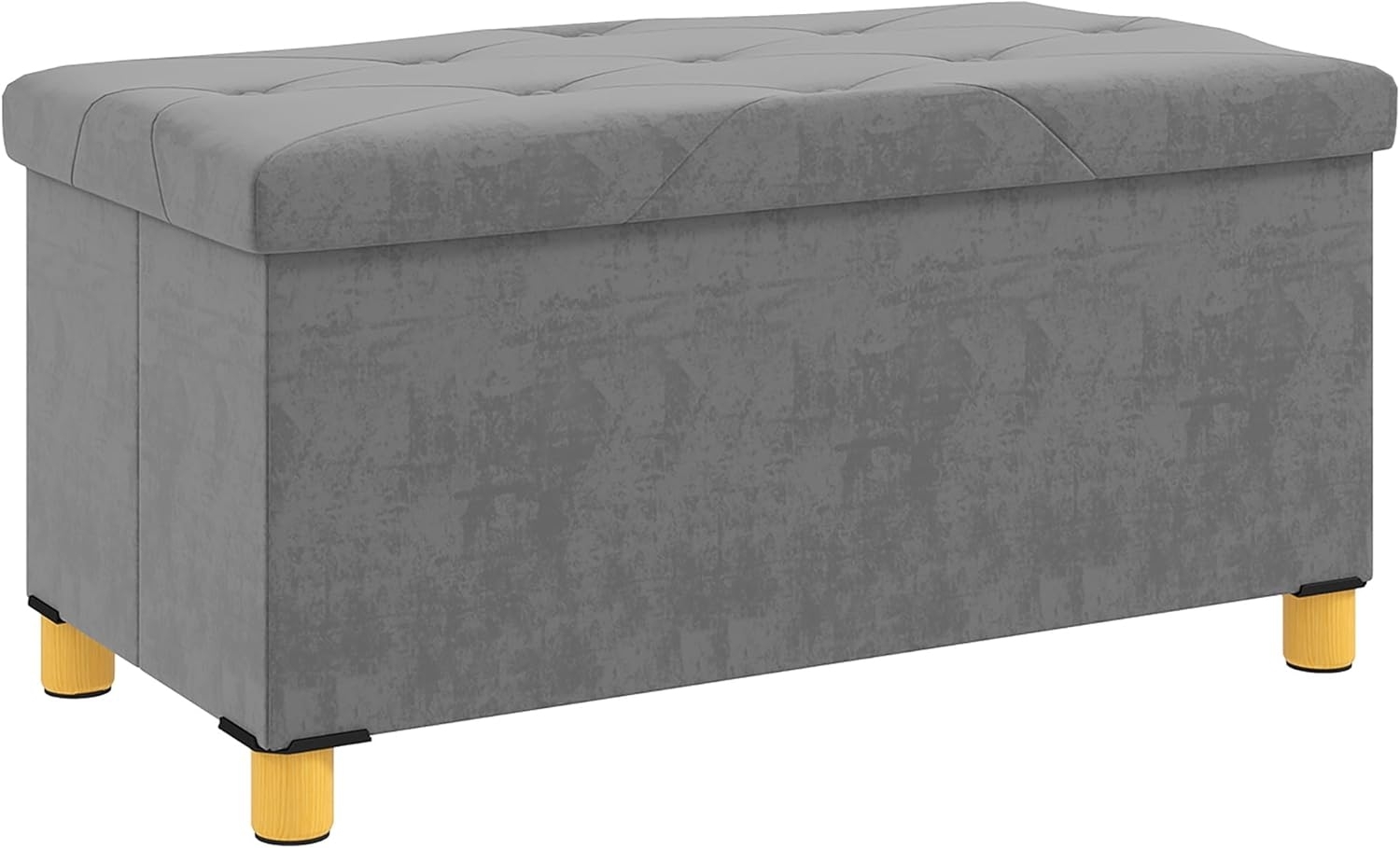 HOMCOM Sitzbank mit Stauraum, faltbar, mit Samtoptik, Sitztruhe (Truhenbank, 1-St, Polsterbank), für Flur Schlafzimmer Wohnzimmer, 76 x 38 x 38 cm Grau Bild 1