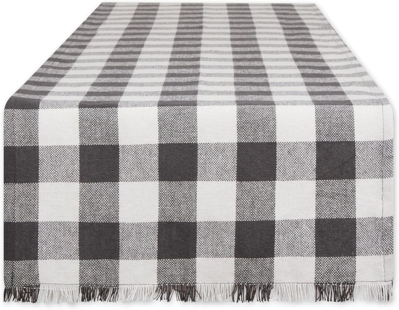 DII Tischläufer, mit Fransen, kariert, 35x274 cm, Mineralfarben Bild 1