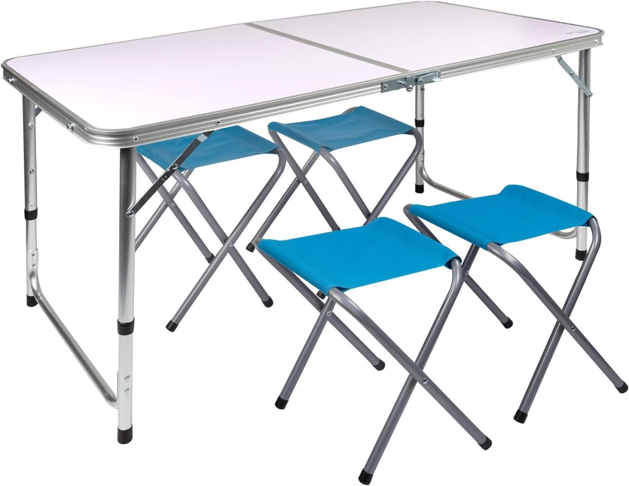 Aktive 52893 Höhenverstellbarer Klapptisch mit 4 Hockern, Aluminium Bild 1