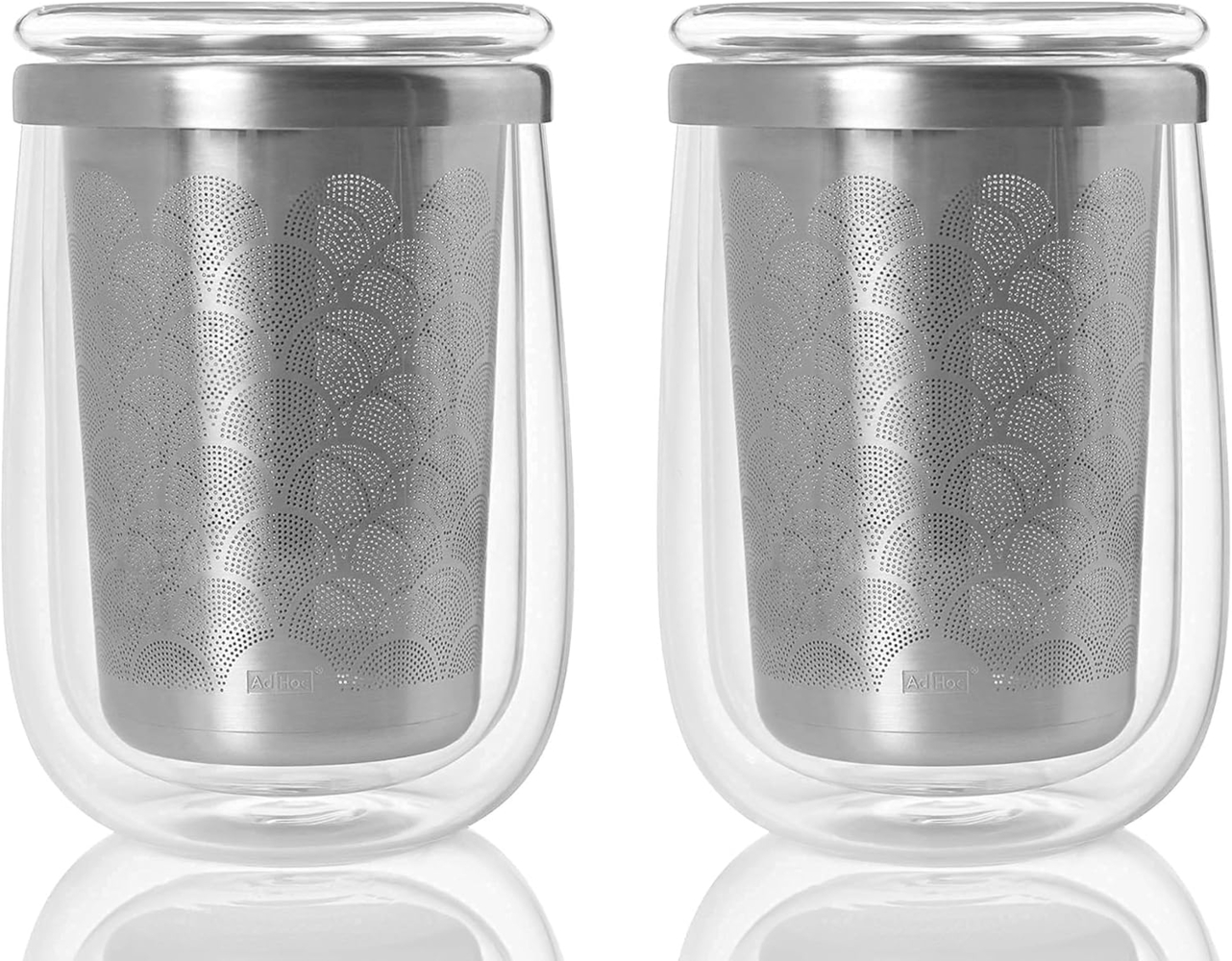 AdHoc Teeglas 2er Set Fusion Glass, doppelwandiges Borosilikatglas, mit Edelstahlfilter für losen Tee Bild 1