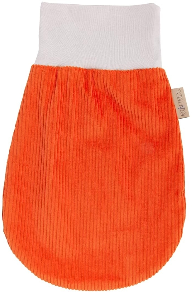 KraftKids Strampelsack Cord Breitcord Orange Reinorange für den Herbst/Winter aus Musselin Baumwolle und warmen Fleece in zwei Größen erhältlich Bild 1