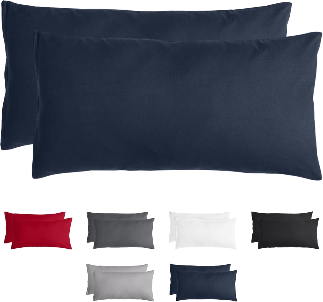 Komfortec Kissenbezug 40x80 2er Set - 100% Mikrofaser, Weich & Atmungsaktiv, mit Reißverschluss - Kopfkissenbezug - Waschbar & Pflegeleicht - Blau Bild 1