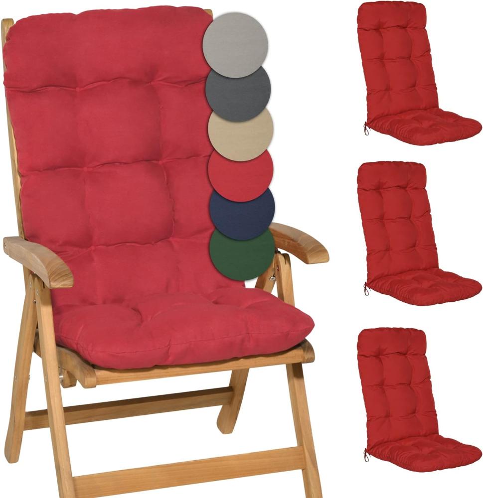 Beautissu 4er Set Hochlehner Auflage Flair HL 120x50x8 cm Rot Bild 1