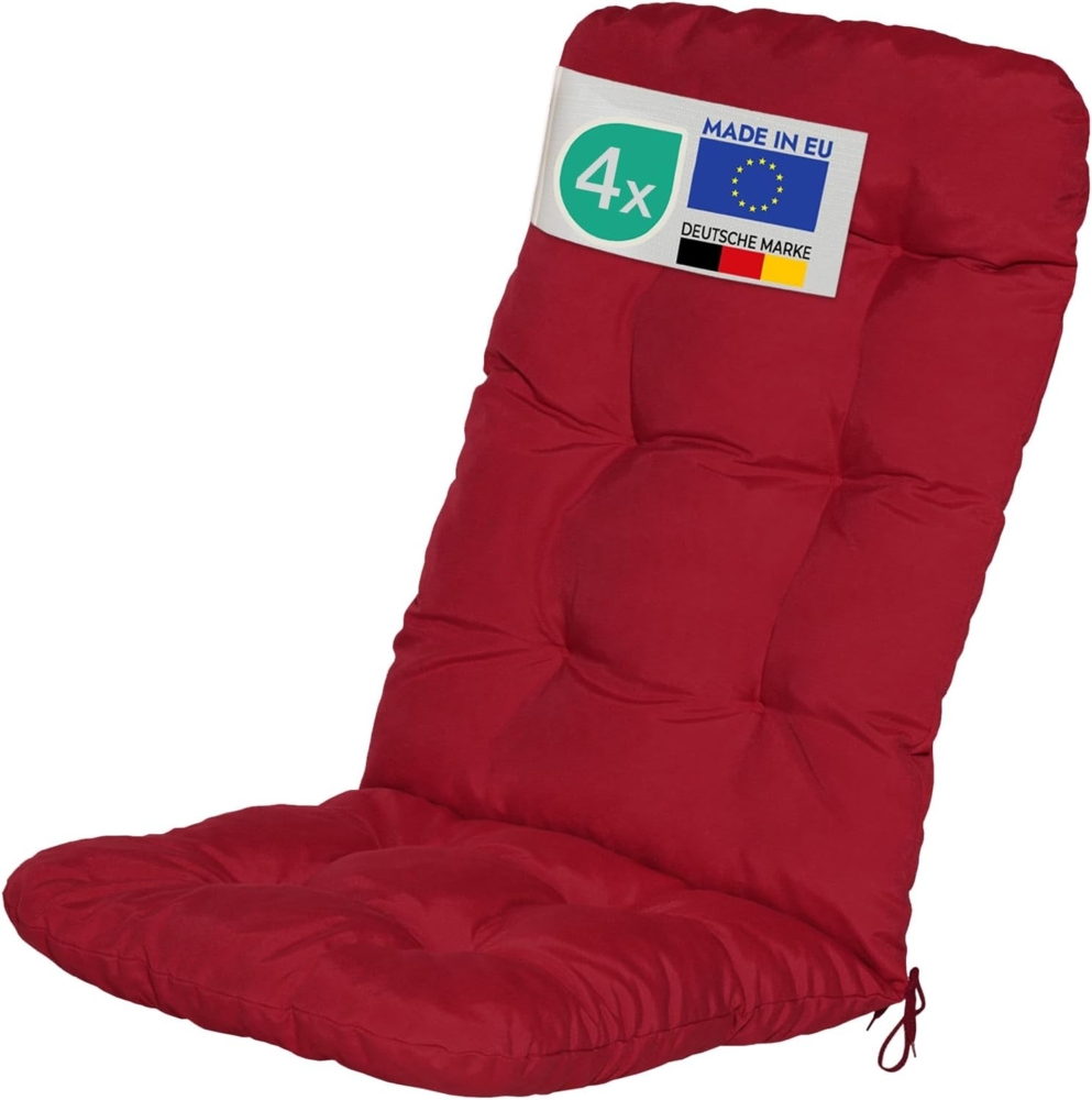 Beautissu 4er Set Hochlehner Auflage Flair HL 120 x 50 x 8 cm Rot Bild 1