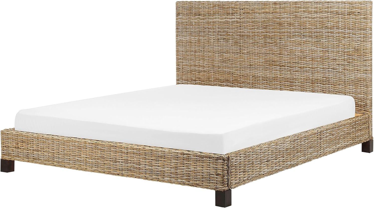 Doppelbett Rattan natürlich Lattenrost 180 x 200 cm SALBRIS Bild 1