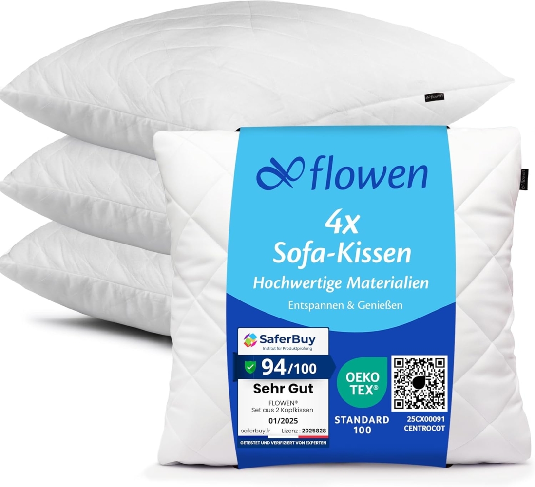 Kissen 45x45 Kopfkissen 4er Set Dekokissen für Bett und Sofa Innenkissen Hypoallergene Sofakissen Anti-Milben Weiche Zierkissen mit Kissenbezug Baumwolle und Polyest. Abnehmbar und Waschmaschinenfest Bild 1
