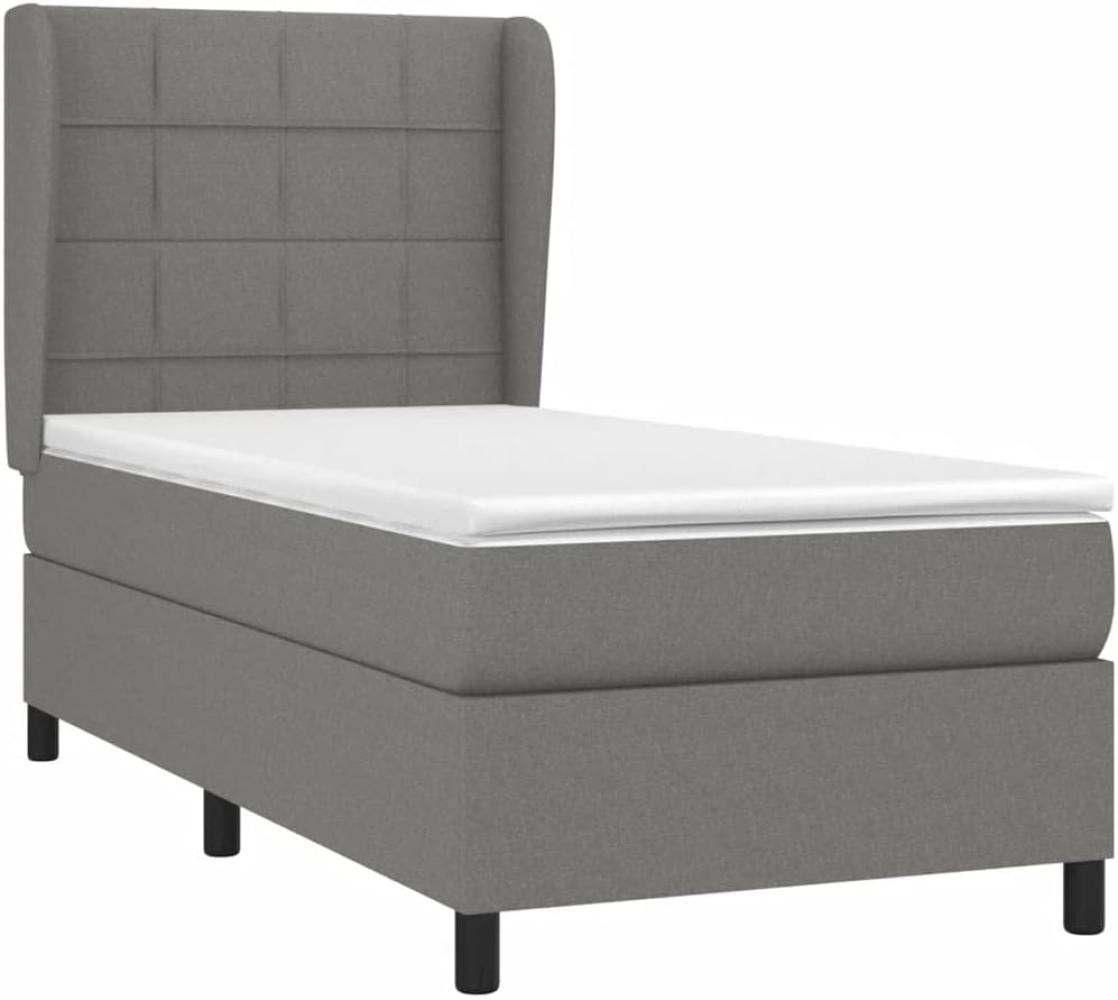 vidaXL Boxspringbett mit Matratze Dunkelgrau 90x190 cm Stoff 3127926 Bild 1