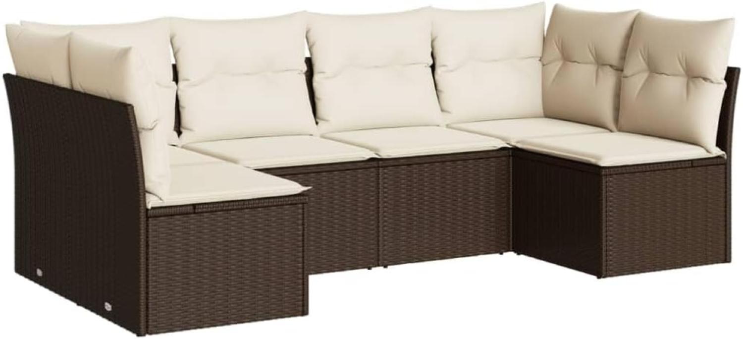 vidaXL 6-tlg. Garten-Sofagarnitur mit Kissen Braun Poly Rattan 3217393 Bild 1