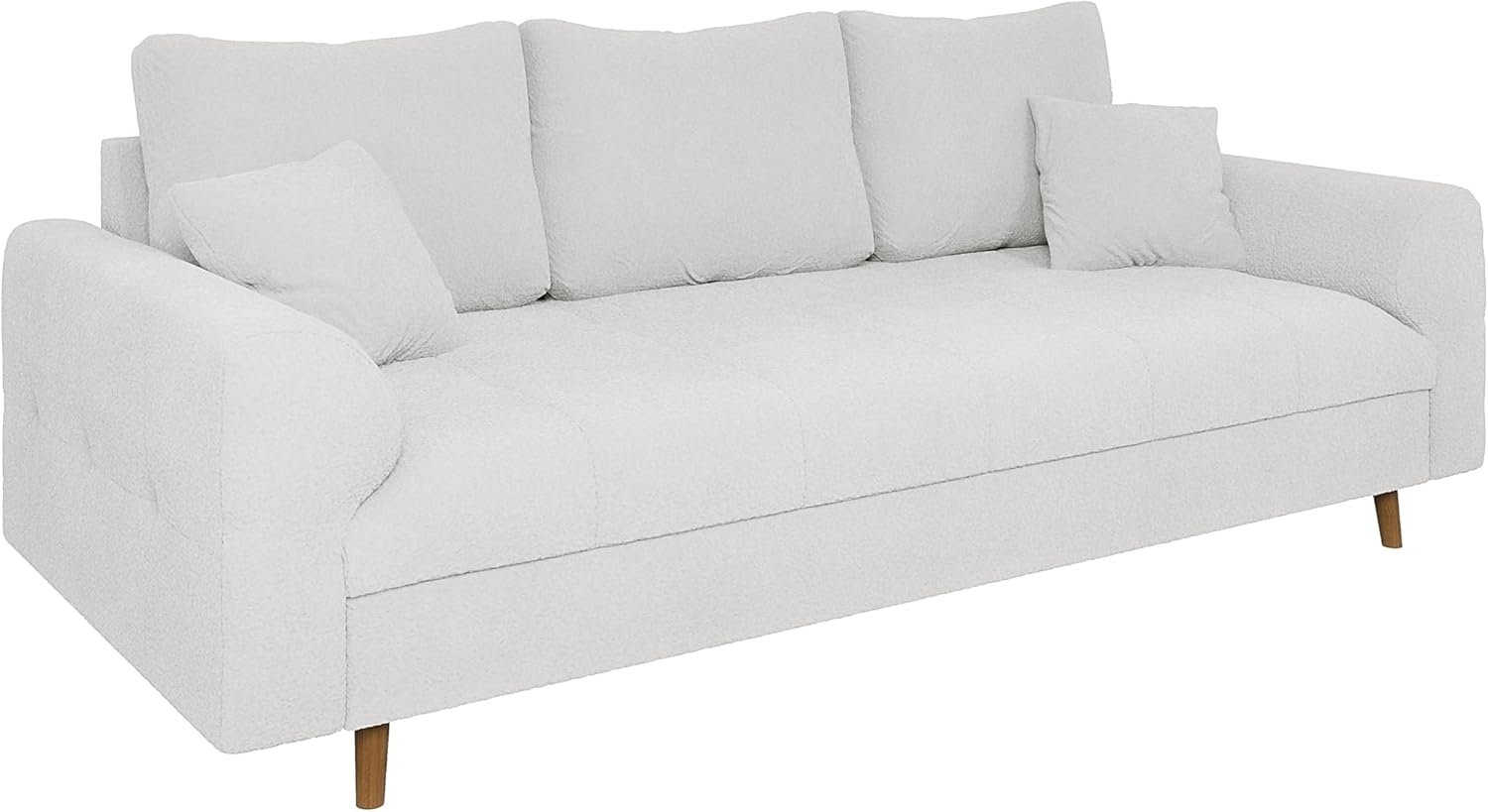 S-Style Möbel 3-Sitzer Sofa Leif mit Holzfüßen im skandinavischen Stil aus Boucle-Stoff, mit Wellenfederung Bild 1