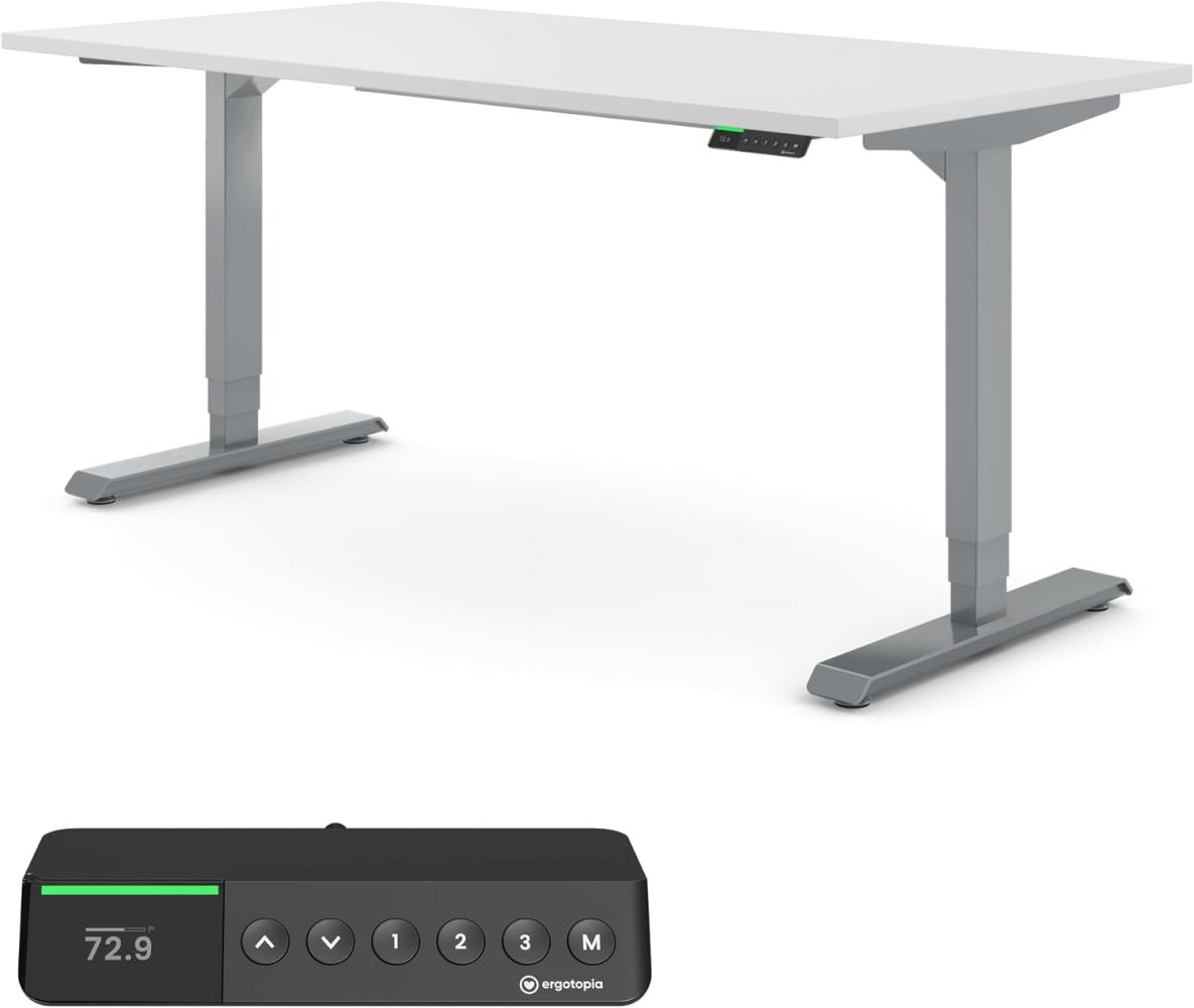 Desktopia Pro X - Elektrisch höhenverstellbarer Schreibtisch / Ergonomischer Tisch mit Memory-Funktion, Weiß, Gestell Grau, 180x80 cm Bild 1