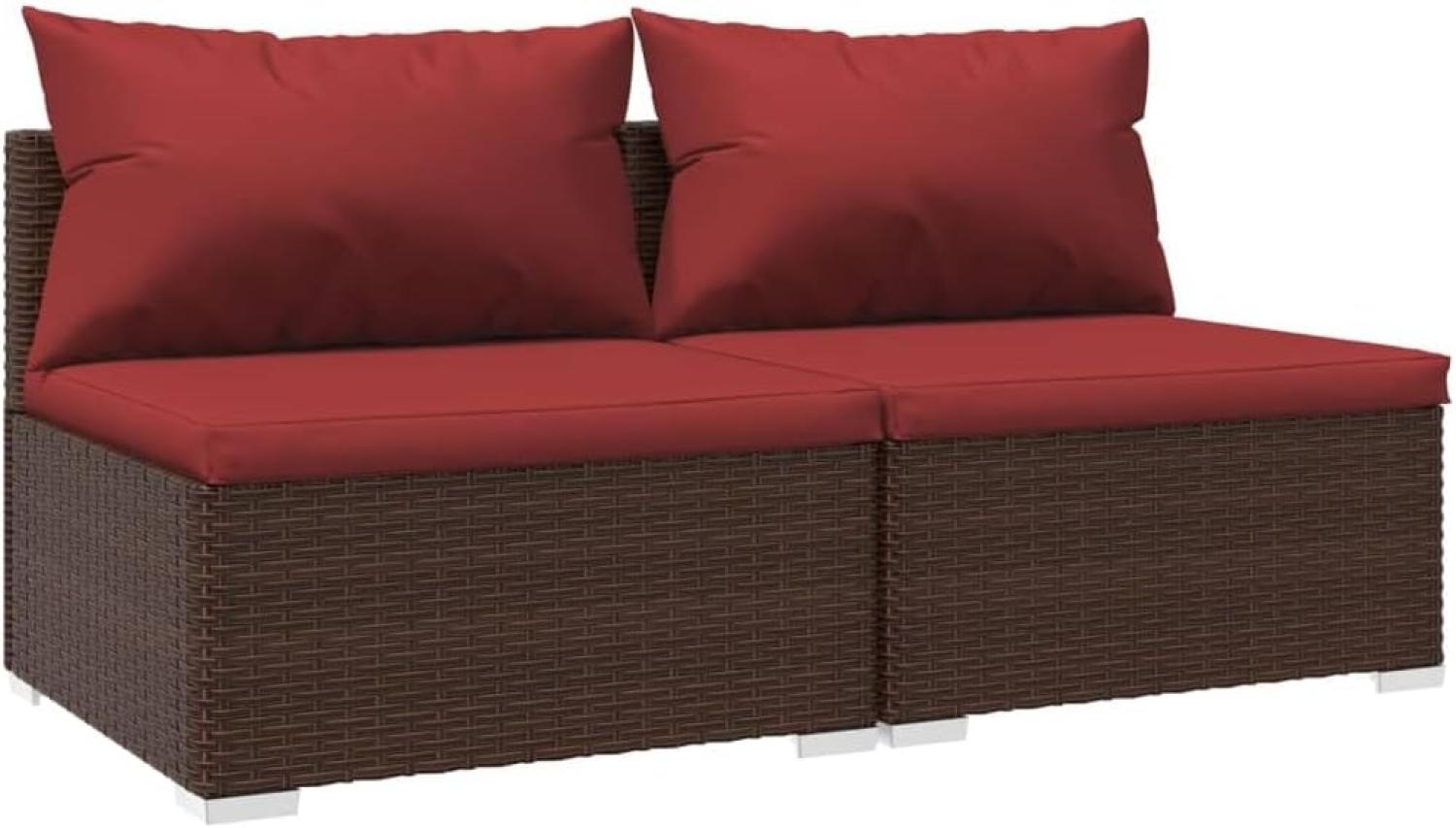 vidaXL 2-tlg. Garten-Lounge-Set mit Kissen Poly Rattan Braun 3101395 Bild 1