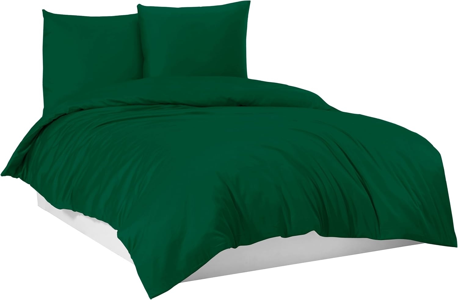 Mixibaby Bettwäsche Bettgarnitur Bettbezug 100% Baumwolle 135x200 155x220 200x200 200x220, Farbe:Dunkelgrün, Größe:155x220 cm Bild 1