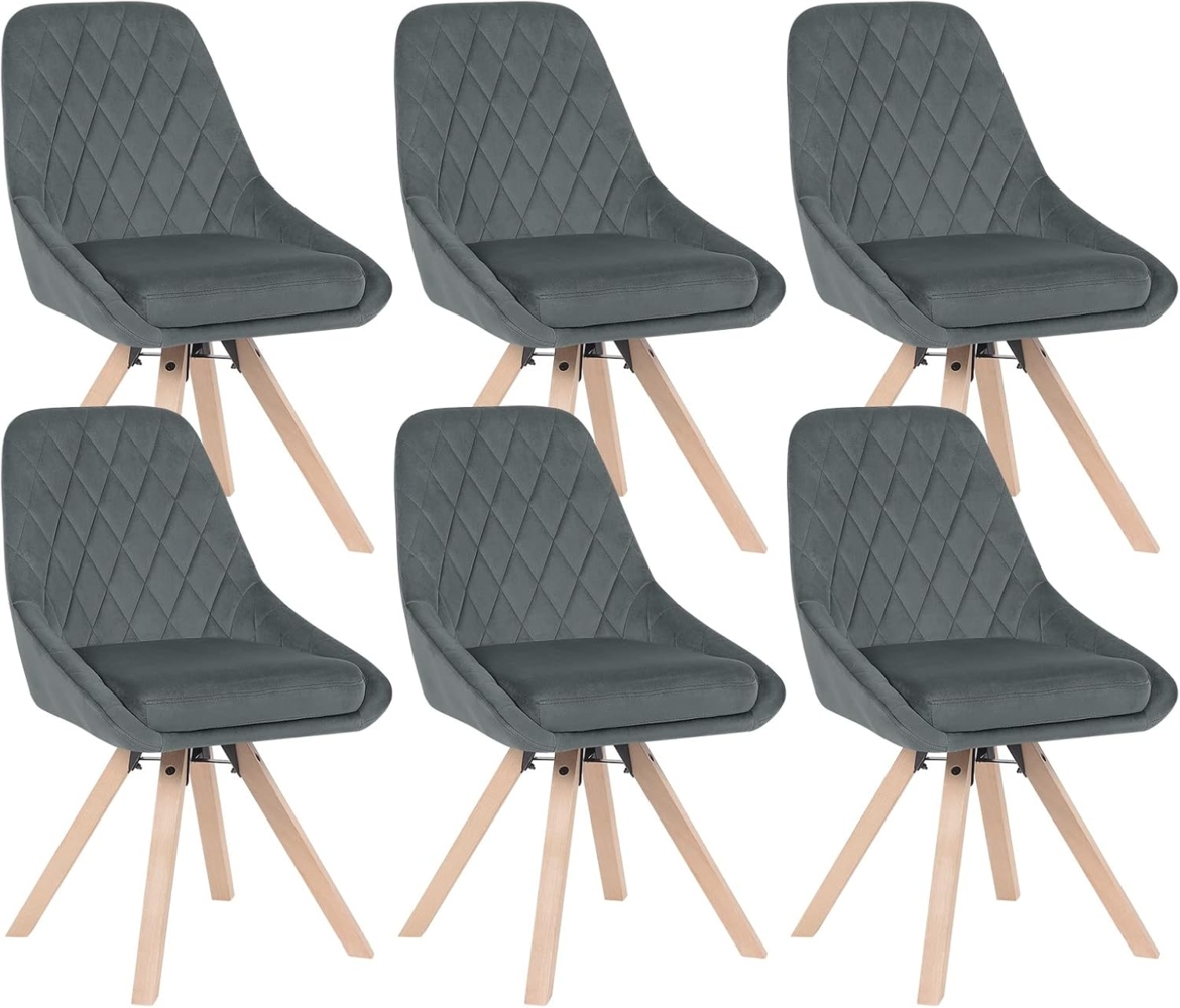 Woltu Esszimmerstuhl (6 St), Küchenstuhl drehbar, Beine aus Buchenholz Bild 1