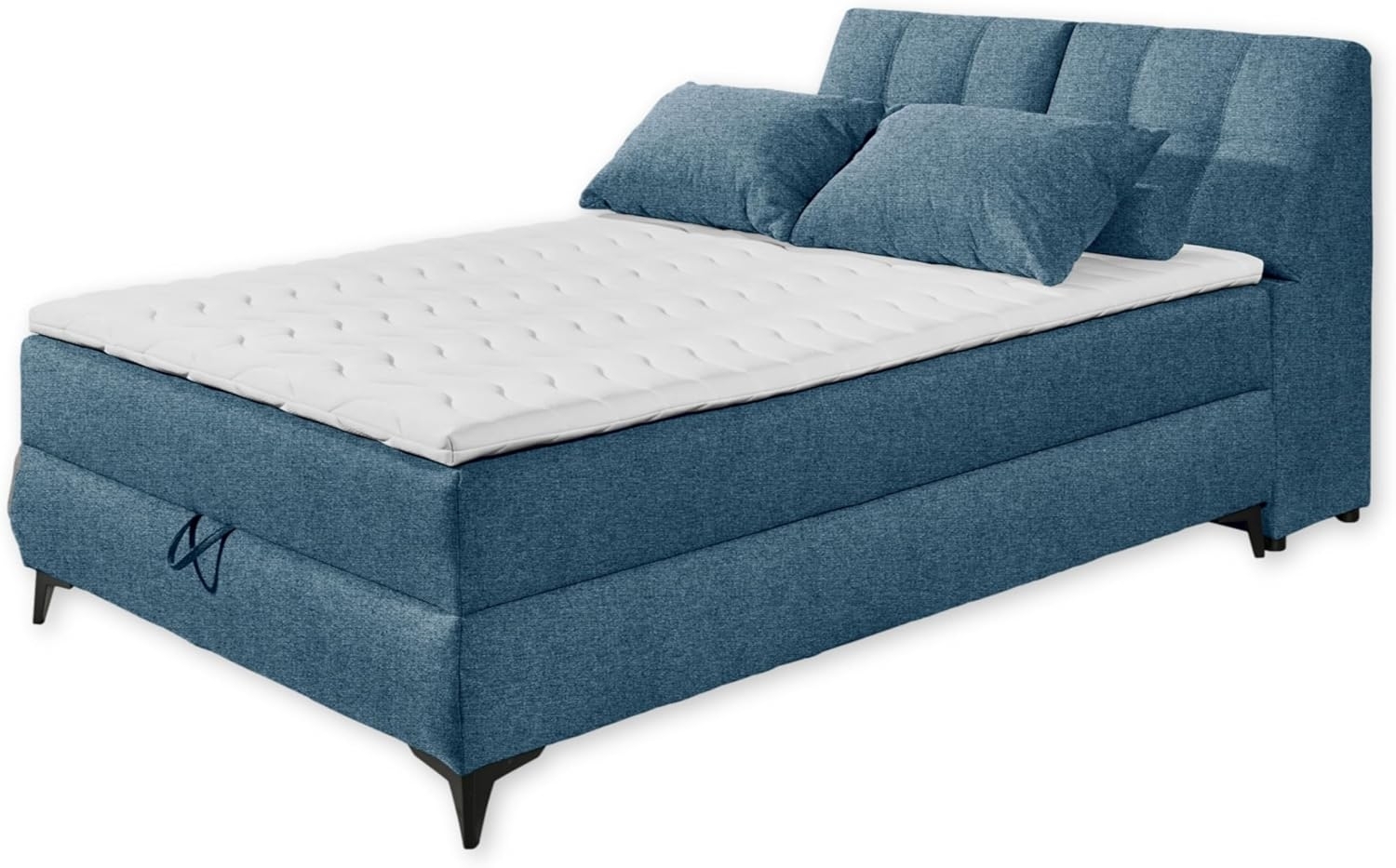 ATLANTIS 6 Boxbett 140x200 in Blau - Bequemes Doppelbett mit Bettkasten und Kaltschaum Topper - 145 x 102 x 240 cm (B/H/T) Bild 1