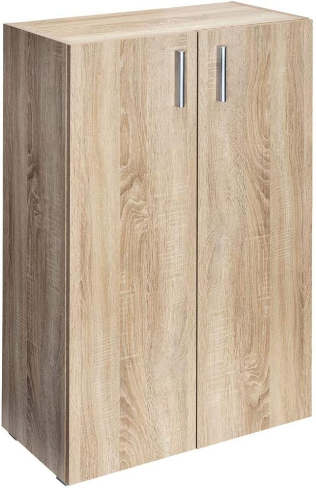 Deuba Kommode Vela 3 Fächer 2 Türen 115,5 x 60 x 31cm Holz Ordner Bücher Aktenschrank Mehrzweckschrank Standschrank Eiche Bild 1