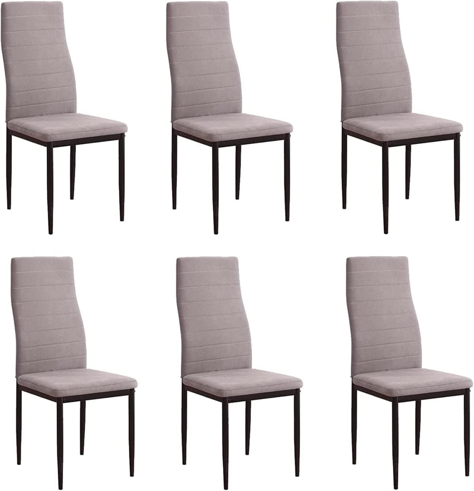 Somnia Descanso - Packung mit 6 gepolsterten Stühlen für Wohnzimmer, Esszimmer, Marengo und Schwarze Beine, Modell Rachel, Maße: 40 cm (Breite) x 42 cm (Tiefe) x 96 cm (Höhe) Bild 1