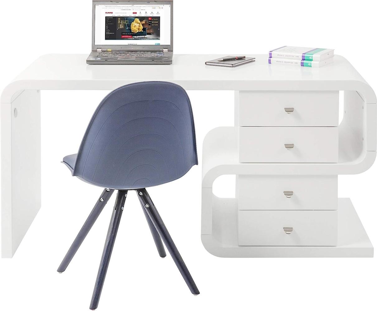 Kare Design Schreibtisch White Club Snake, großer, moderner Computertisch, Laptoptisch, PC Arbeitstisch Organizer, Hochglanz, Weiß (H/B/T) 76 x 150 x 70 cm Bild 1