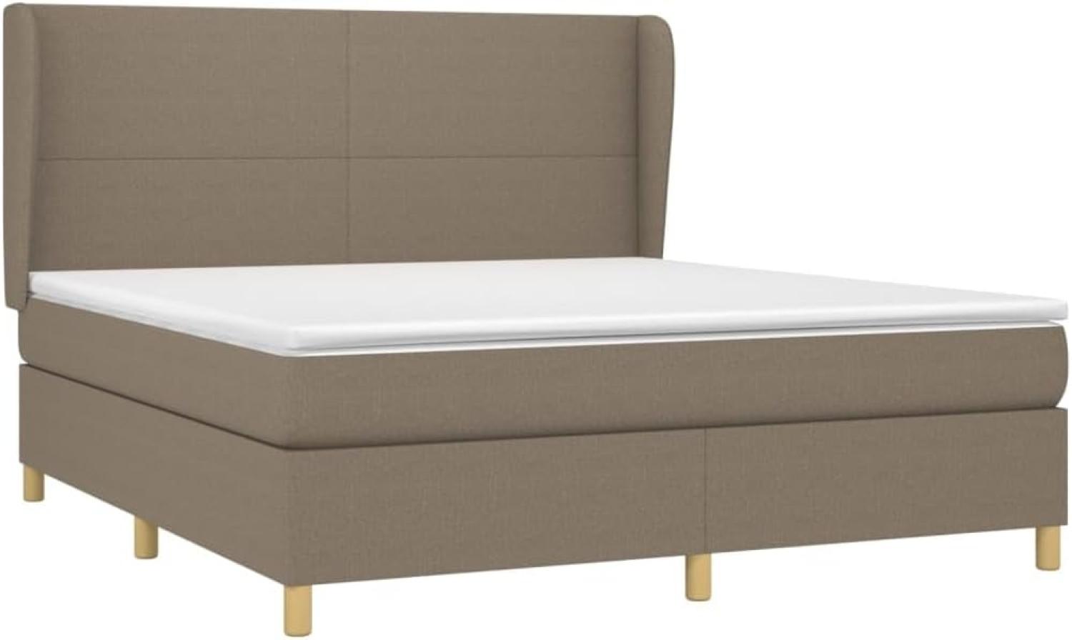 vidaXL Boxspringbett mit Matratze Taupe 160x200 cm Stoff 3128377 Bild 1