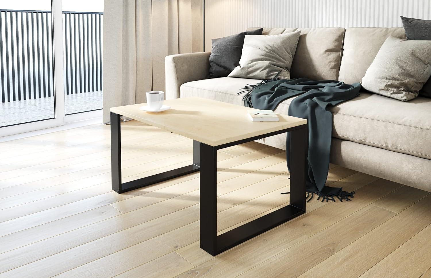 AKKE Außergewöhnlicher Couchtisch Beistelltisch für Wohnzimmer | Kaffee Tee Wohnzimmertisch Tisch | Coffee Table | Zimmer Schlafzimmer Möbel | Deko Modern Ahorn 100 x 60 x 55 Bild 1