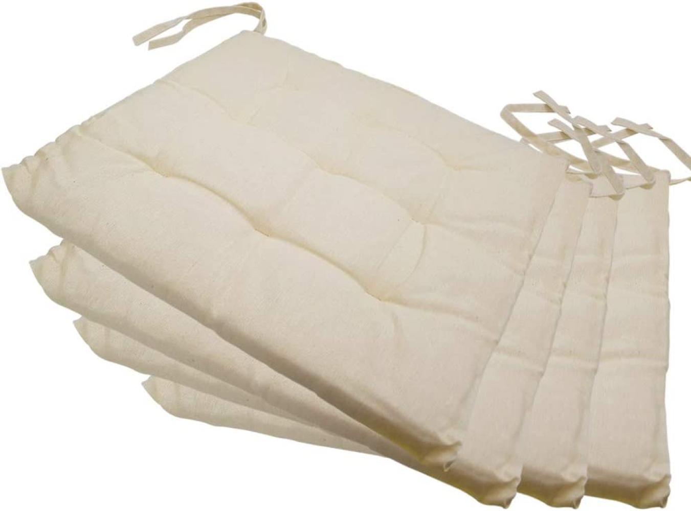 Nxtbuy - Stuhlkissen Nizza 38x38 cm 4er Pack Sitzkissen mit Steppung creme Bild 1