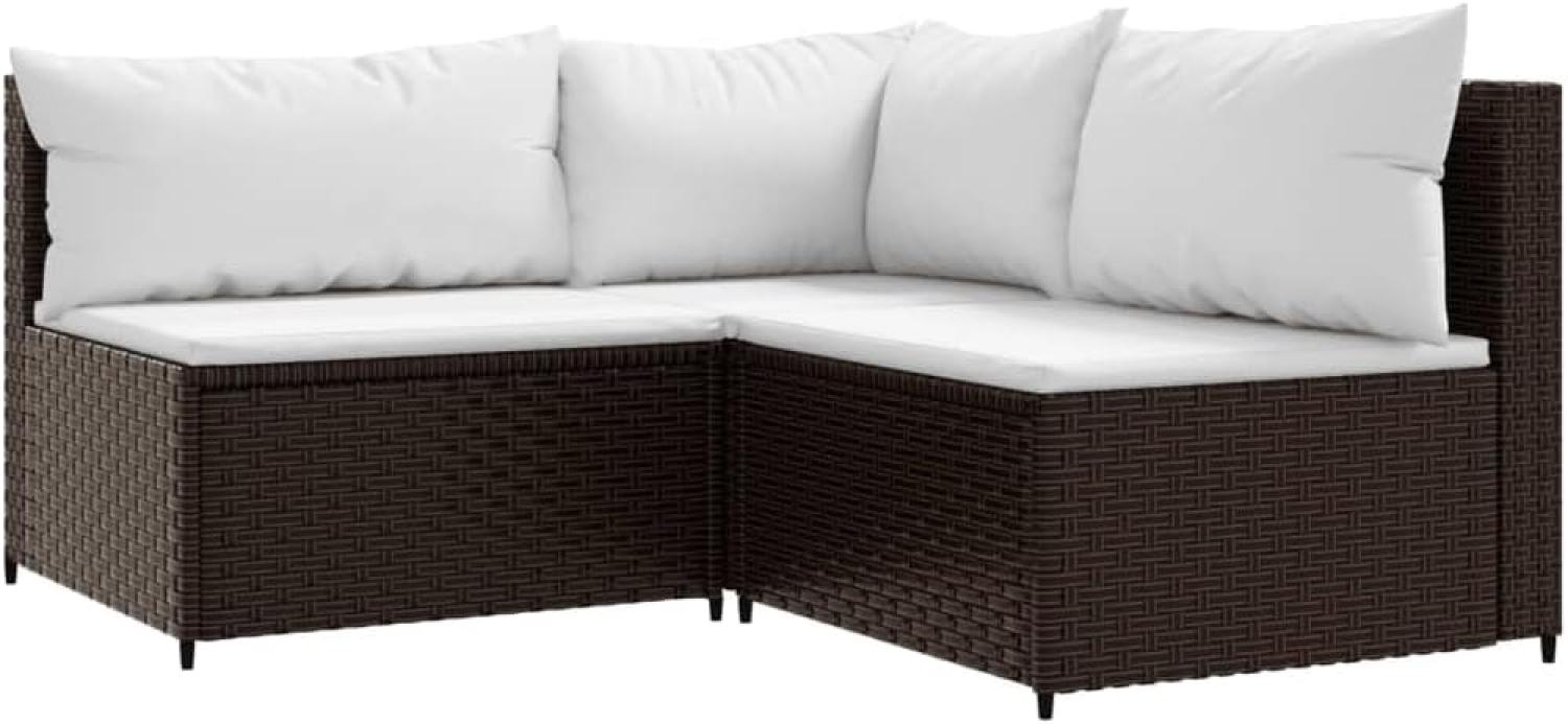 vidaXL 3-tlg. Garten-Lounge-Set mit Kissen Braun Poly Rattan 319748 Bild 1