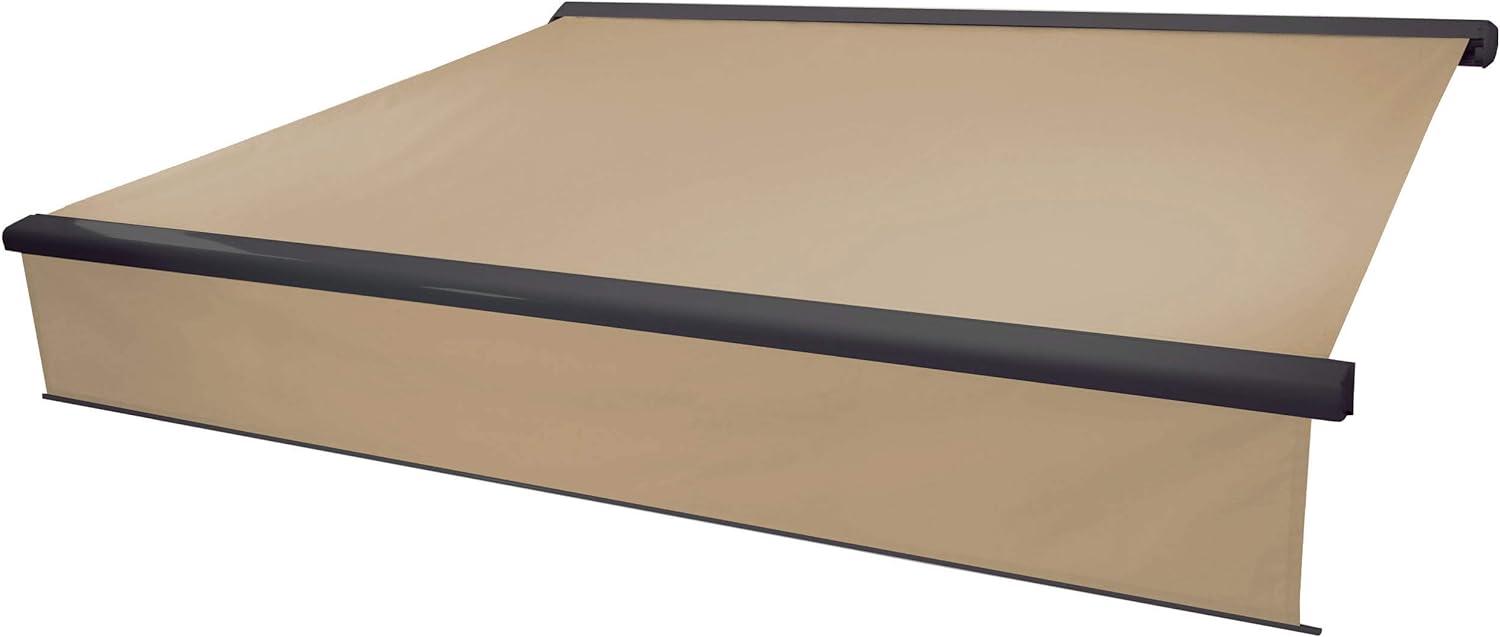 Elektrische Vollkassetten-Markise T124, 4x3m ausfahrbarer Volant ~ Polyester Creme, anthrazit Bild 1