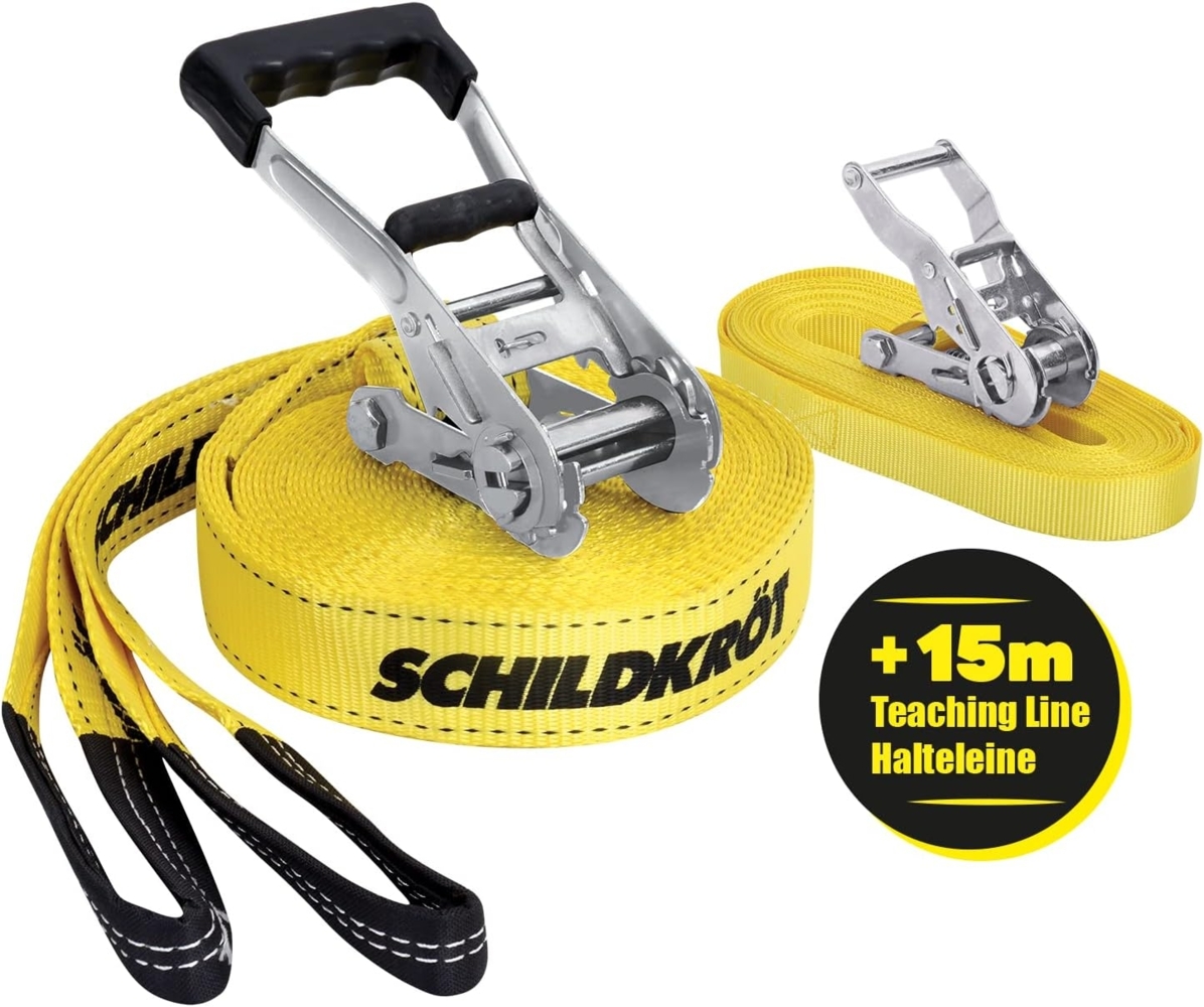 Schildkröt Slackline Slackline 15m, Hilfsline für Anfänger inklusive Kinder Erwachsene Outdoor Bild 1