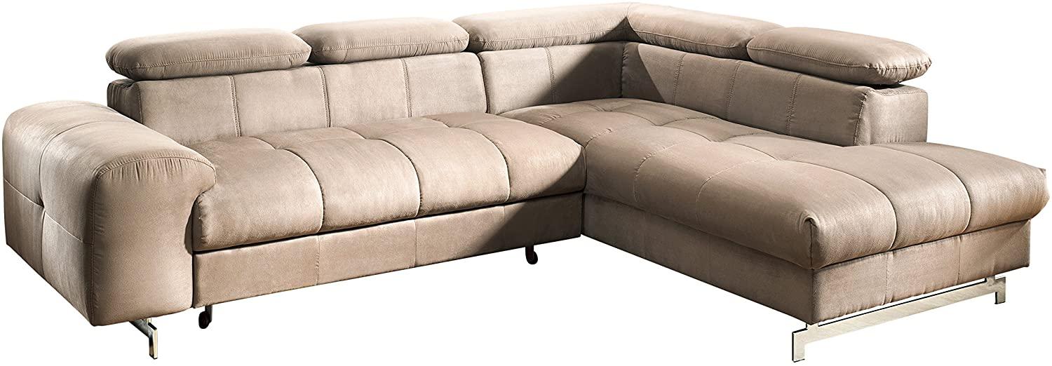 Mivano Ecksofa Chef / L-Sofa mit Ottomane und verstellbaren Kopfstützen / 262 x 72 x 206 / Mikrofaser Braun Bild 1