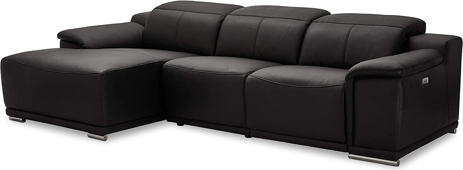 Ecksofa Schwarz Leder Links Alexa Bild 1