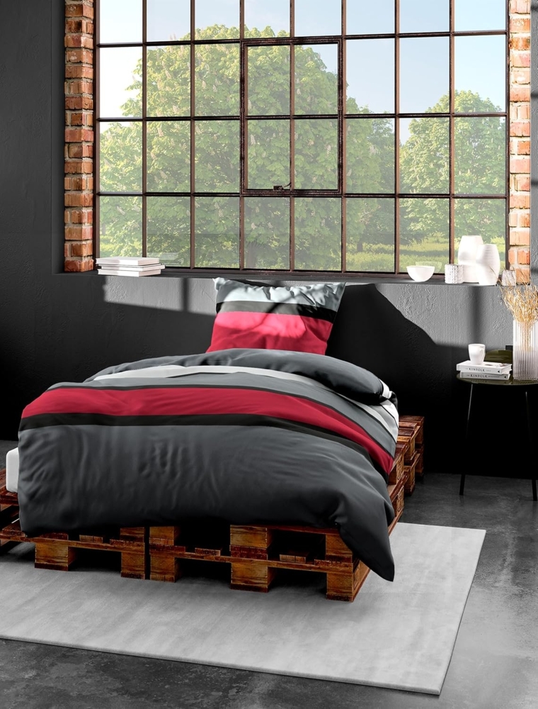 Bierbaum Bettwäsche 4757, Mako-Satin, Designed in Germany, rot 63, 135x200 + 80x80 cm Bild 1