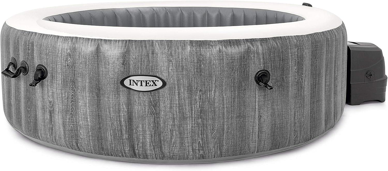 Intex 'Pure SPA Bubble GreyWood XXL Deluxe' Whirlpool, Ø 216 x 71 cm, bis zu sechs Personen, grau Bild 1