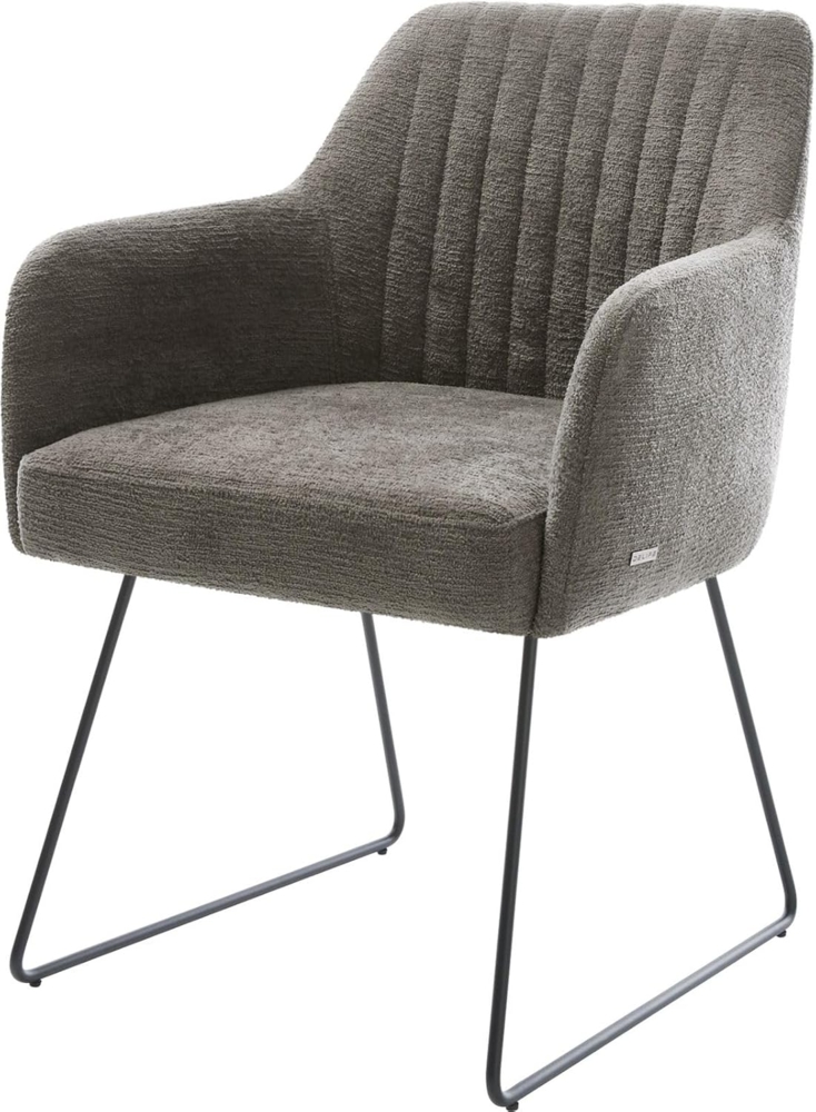 Esszimmerstuhl Greg-Flex Bouclé Soft Schlamm Kufengestell Schwarz Taschenfederkern Bild 1