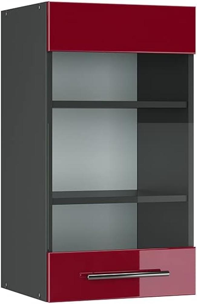 Vicco Hängeglasschrank 40 cm Küchenschrank Hängeschrank Küchenzeile Fame-Line (Bordeaux Hochglanz) Bild 1