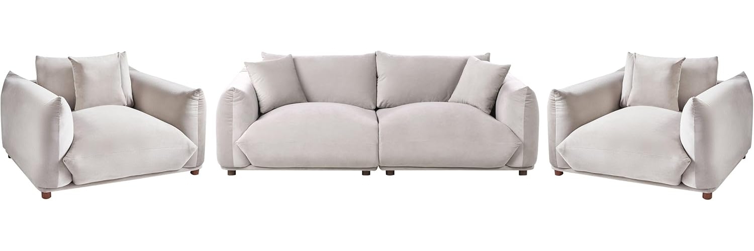 Sofa Set 5-Sitzer LUVOS Samtstoff Taupe Bild 1