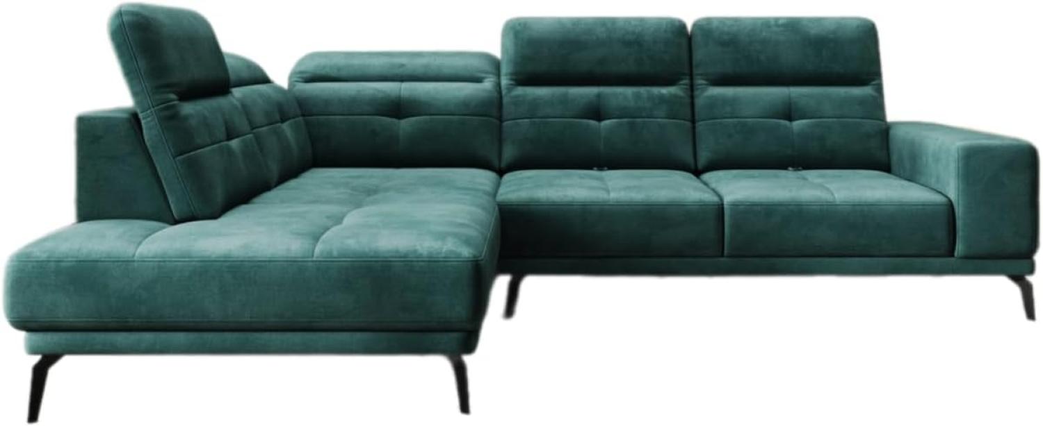 Designer Sofa Isabella mit verstellbarer Kopf- und Rückenlehne Samt Grün Links Bild 1