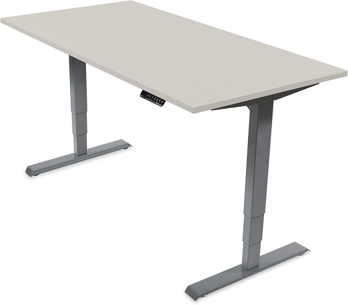 Ergotopia Elektrisch höhenverstellbarer Schreibtisch 5 Jahre Garantie | Ergonomischer Steh-Sitz Tisch mit Memory Funktion | Beugt Rückenschmerzen vor & Macht produktiver (120x80, Grau, G) Bild 1