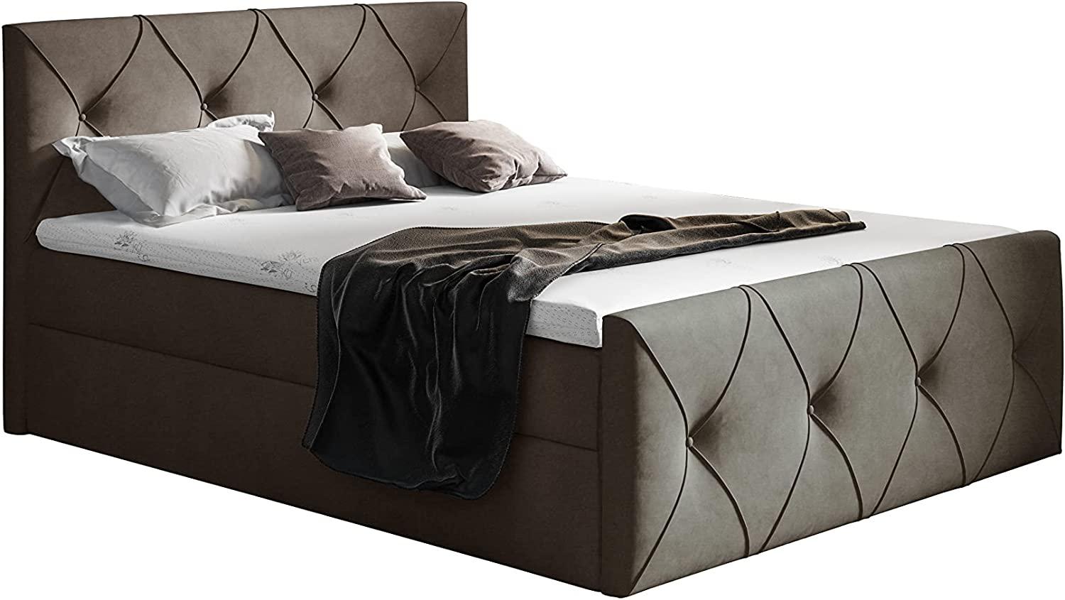 99rooms Arian Lux Boxspringbett Velours 120 x 200 cm Braun Bild 1