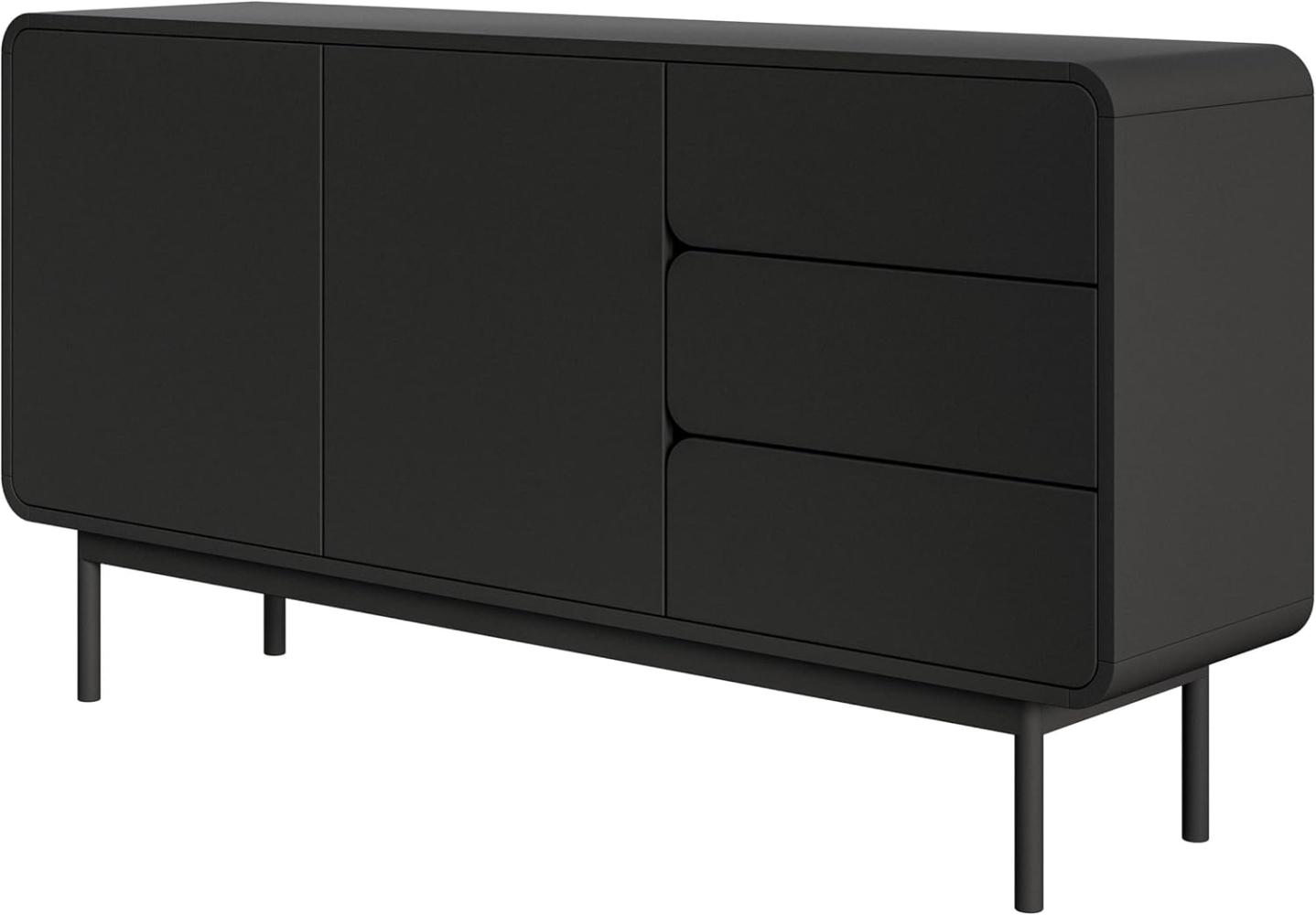 Selsey Oro - Sideboard 2-türig mit 3 Schubladen, Schwarz, 154 cm Bild 1