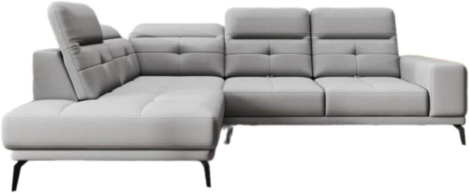 Designer Sofa Isabella mit verstellbarer Kopf- und Rückenlehne Stoff Grau Links Bild 1