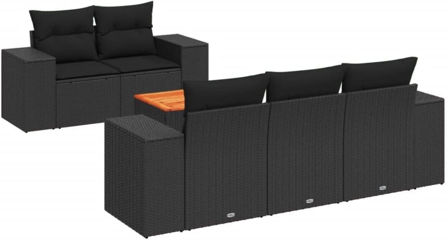 vidaXL 6-tlg. Garten-Sofagarnitur mit Kissen Schwarz Poly Rattan 3257658 Bild 1