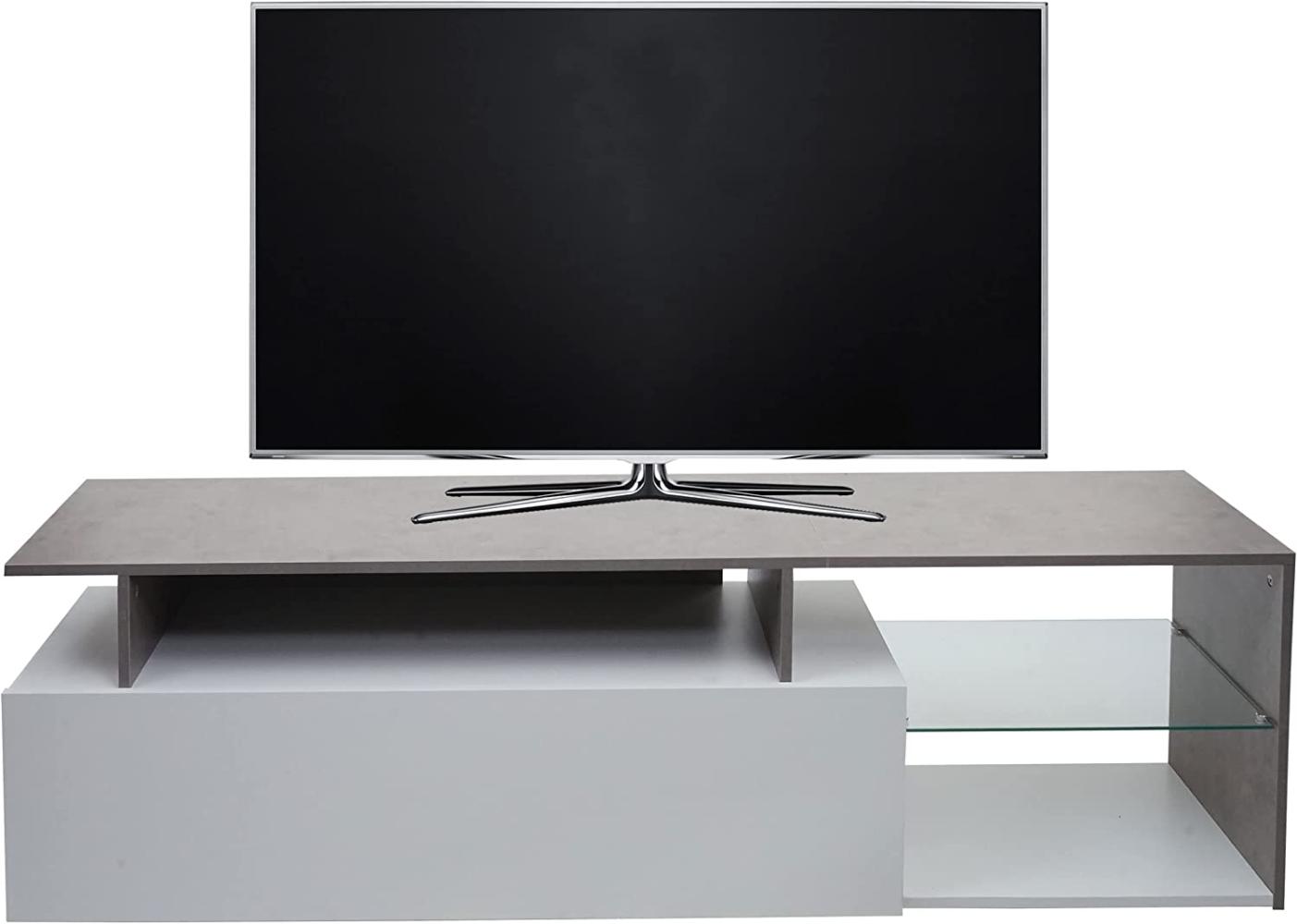 TV-Rack HWC-L35, Lowboard Fernsehtisch Sideboard TV-Schrank Kommode, Holz 47x170x40cm Staufach, Beton-Optik weiß Bild 1