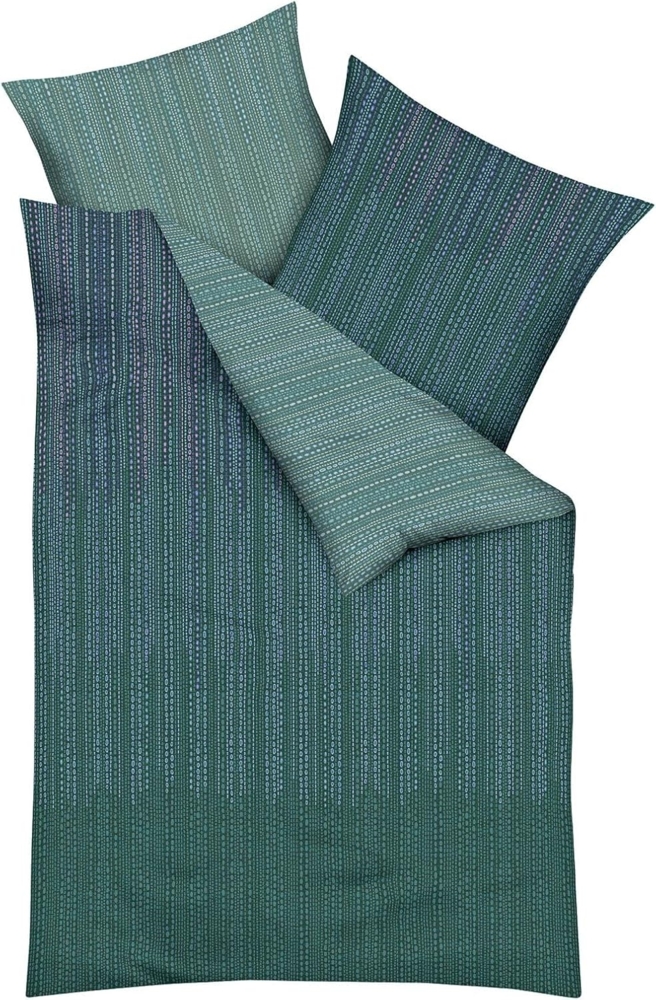 Traumschlaf Mako-Satin Wendebettwäsche Vertigo|200x220 cm + 2x 80x80 cm| smaragd Bild 1