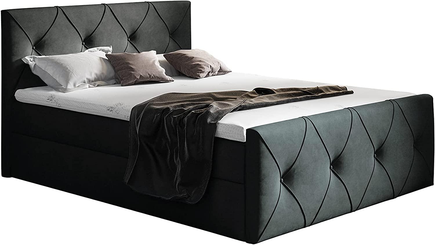 99rooms Arian Lux Boxspringbett Velours 120 x 200 cm Schwarz Bild 1