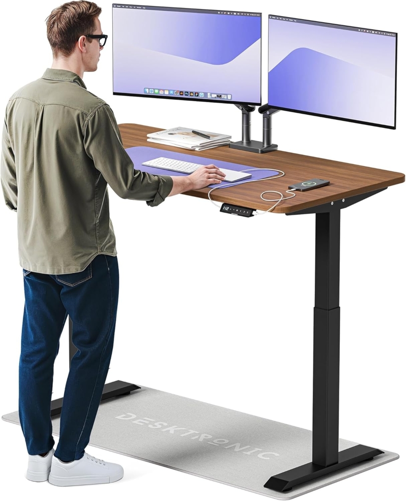 Höhenverstellbarer Schreibtisch (140x70 cm) - Sitz- & Stehpult mit Ladebuchsen - Schreibtisch Höhenverstellbar Elektrisch Touchscreen & Stahlfüßen - Schreibtisch Höhenverstellbar von Desktronic Bild 1