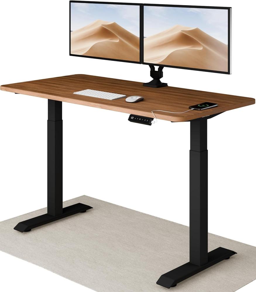 Höhenverstellbarer Schreibtisch (140 x 70 cm) - Sitz- & Stehpult mit Ladebuchsen - Schreibtisch Höhenverstellbar Elektrisch Touchscreen & Stahlfüßen - Schreibtisch Höhenverstellbar von Desktronic Bild 1