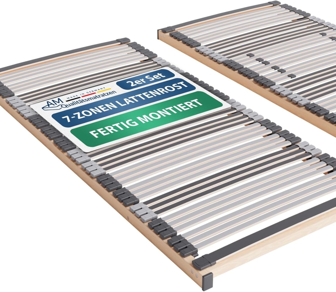 Ergonomischer 7-Zonen Lattenrost - 200x200 cm - fertig montiert - 44 Leisten - NV Starr - Holmabsenkung für Schulter und Becken - 200x200 cm Bild 1