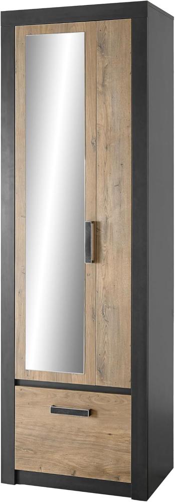 Garderobenschrank Beveren in Kastanie und Fresco grau Schuhschrank 65 x 200 cm Bild 1