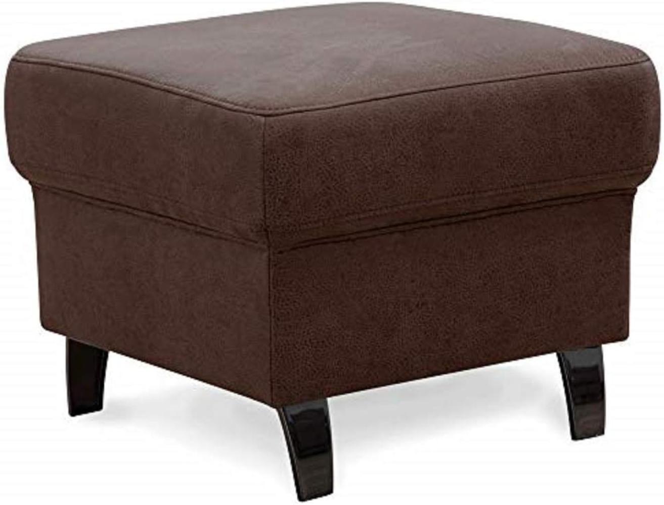 Cavadore Hocker Ammerland, Polsterhocker, Fußbank für Wohnzimmer passend zur Wohnlandschaft Ammerland, 58 x 48 x 58, lederoptik cognac Bild 1